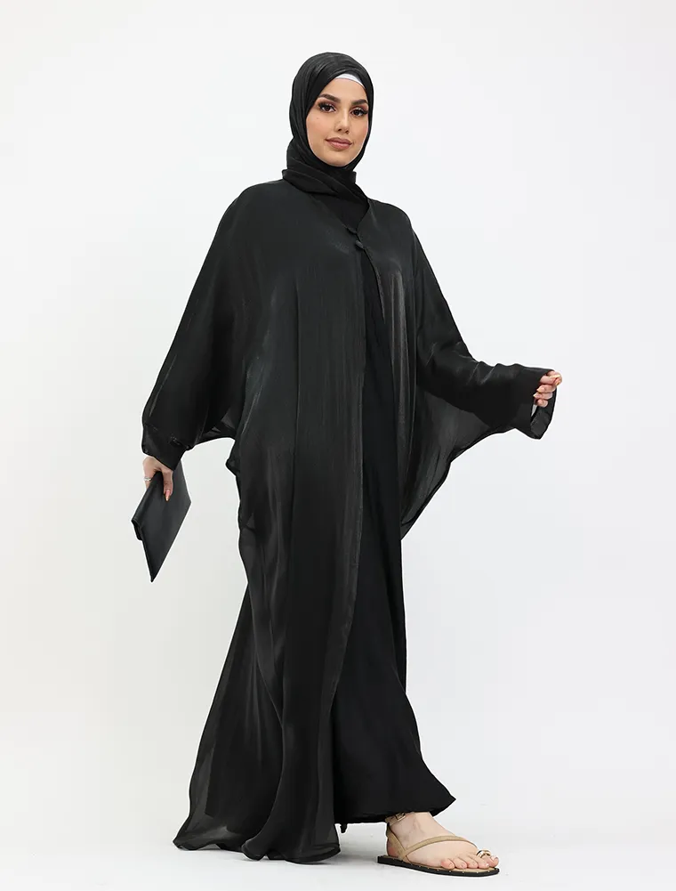 Black Organza Kimono Set